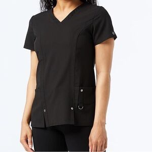 Dickies black medical scrubs top shirt pockets size M